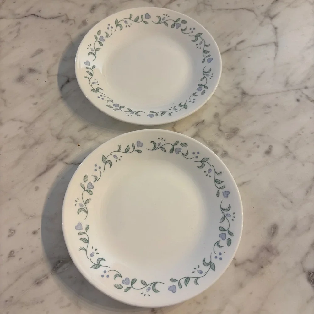Corelle Callaway Ivy Heart 4 Inch Bread Butter Plates Set of 2 Vitrelle USA